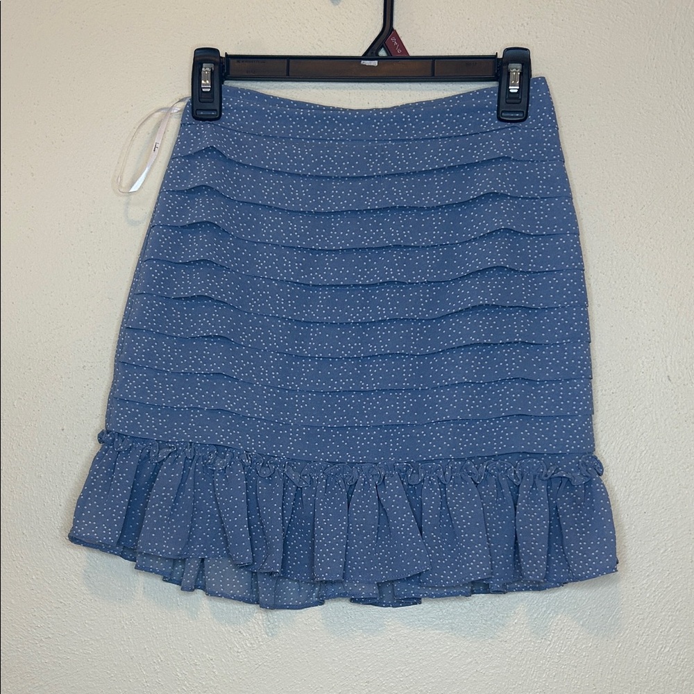 Lulu's Blue Tiered Ruffle Dotted Mini Skirt Size XS